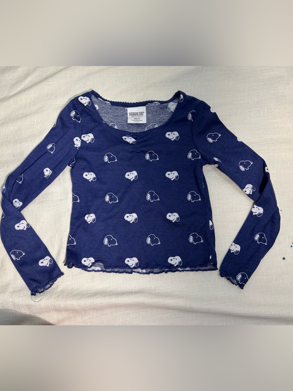 Peanuts Navy Blue Snoopy Long-Sleeve Tee - Kids